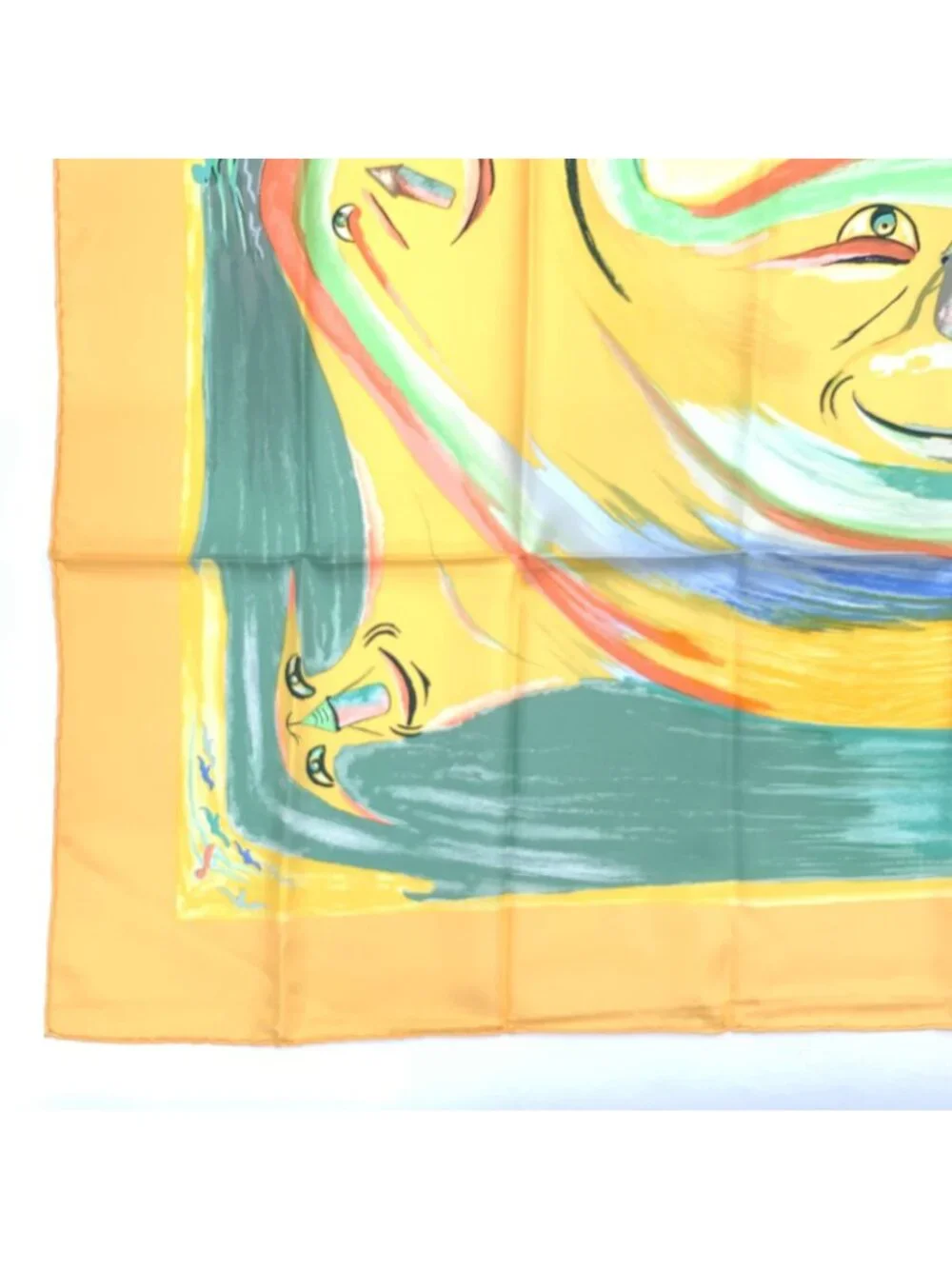 Hermes Carre 90 Smiles in Third Millenary Yellow Multicolor Scarf Silk - Picture 5 of 7